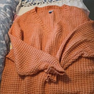 American Eagle Outfitters Orange V-Neck Sweater XXL Nwot